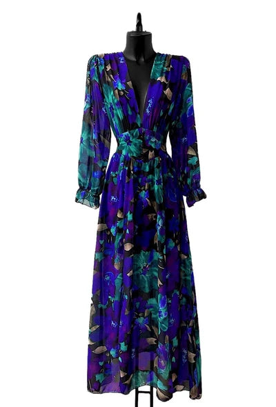 Robe longue bleue taille unique
