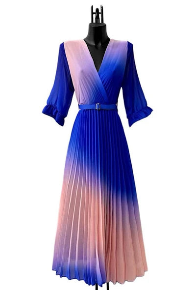 Robe LISA plissée avec ceinture faite à la main